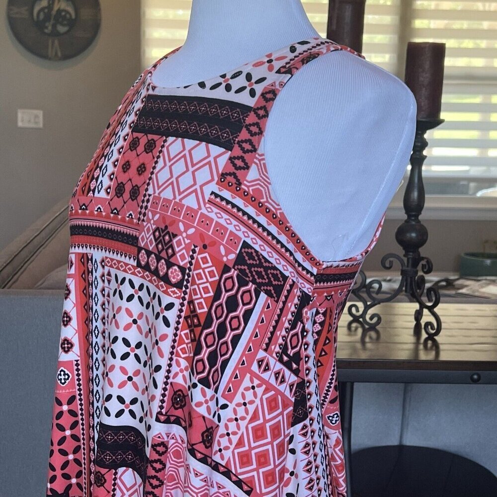 Bobbie Brooks Sleeveless Knit Dress Small Soft Casual Summer Patchwork Print S - Picture 4 of 14